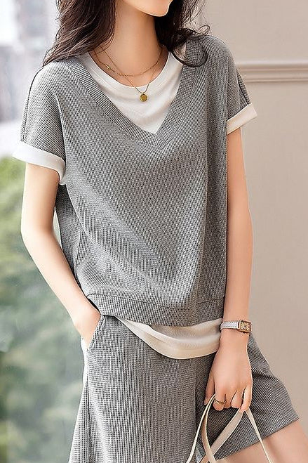 Casual Faux Two-Piece Set - liwisi