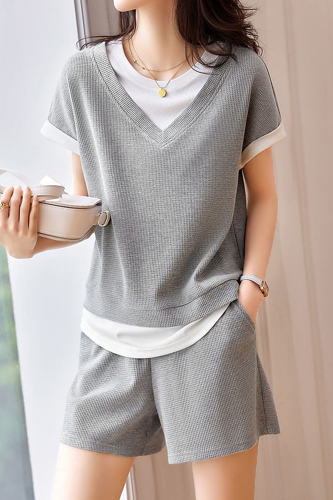 Casual Faux Two-Piece Set - liwisi