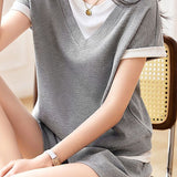 Casual Faux Two-Piece Set - liwisi
