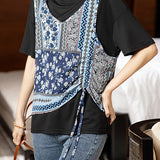 Faux Two-Piece Short Sleeve Top - liwisi