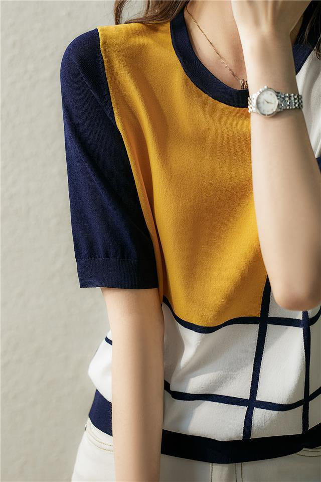 Casual Color Block Knit Sweater - liwisi
