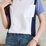 Striped Color Block T-Shirt - liwisi