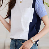 Striped Color Block T-Shirt - liwisi