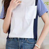 Striped Color Block T-Shirt - liwisi