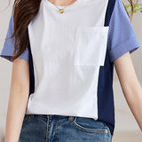 Striped Color Block T-Shirt - liwisi