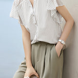 Striped Short Sleeve Shirt - liwisi