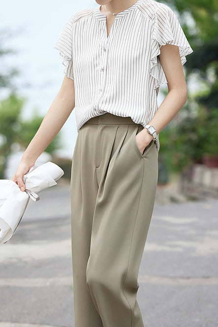 Striped Short Sleeve Shirt - liwisi