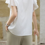 Striped Short Sleeve Shirt - liwisi