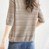Solid Color Simple Knit Top - liwisi