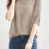 Solid Color Simple Knit Top - liwisi