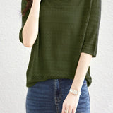 Solid Color Simple Knit Top - liwisi