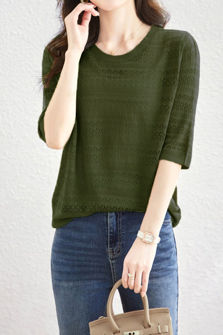 Solid Color Simple Knit Top - liwisi