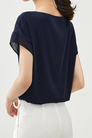 Fashionable Chiffon Short Sleeve Top - liwisi