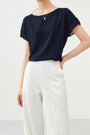 Fashionable Chiffon Short Sleeve Top - liwisi