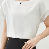 Fashionable Chiffon Short Sleeve Top - liwisi
