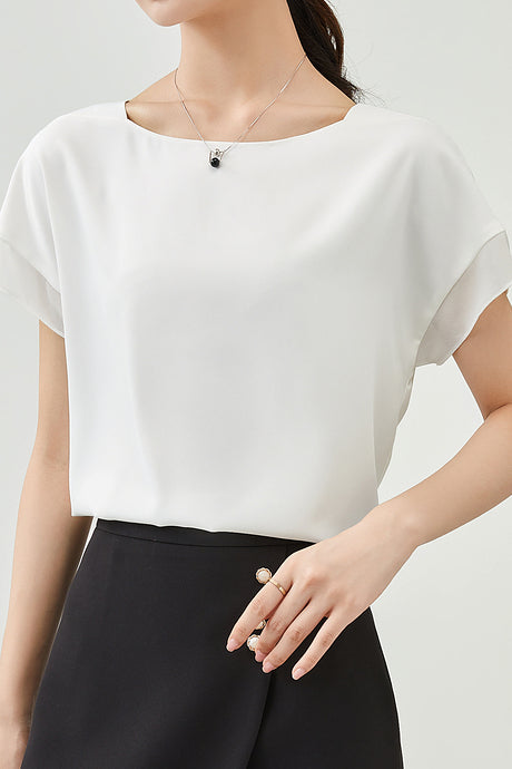 Fashionable Chiffon Short Sleeve Top - liwisi