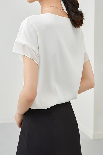 Fashionable Chiffon Short Sleeve Top - liwisi