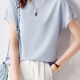 Fashionable Chiffon Short Sleeve Top - liwisi