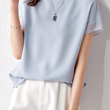 Fashionable Chiffon Short Sleeve Top - liwisi