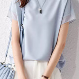 Fashionable Chiffon Short Sleeve Top - liwisi