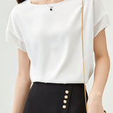 Fashionable Chiffon Short Sleeve Top - liwisi