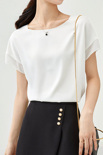 Fashionable Chiffon Short Sleeve Top - liwisi
