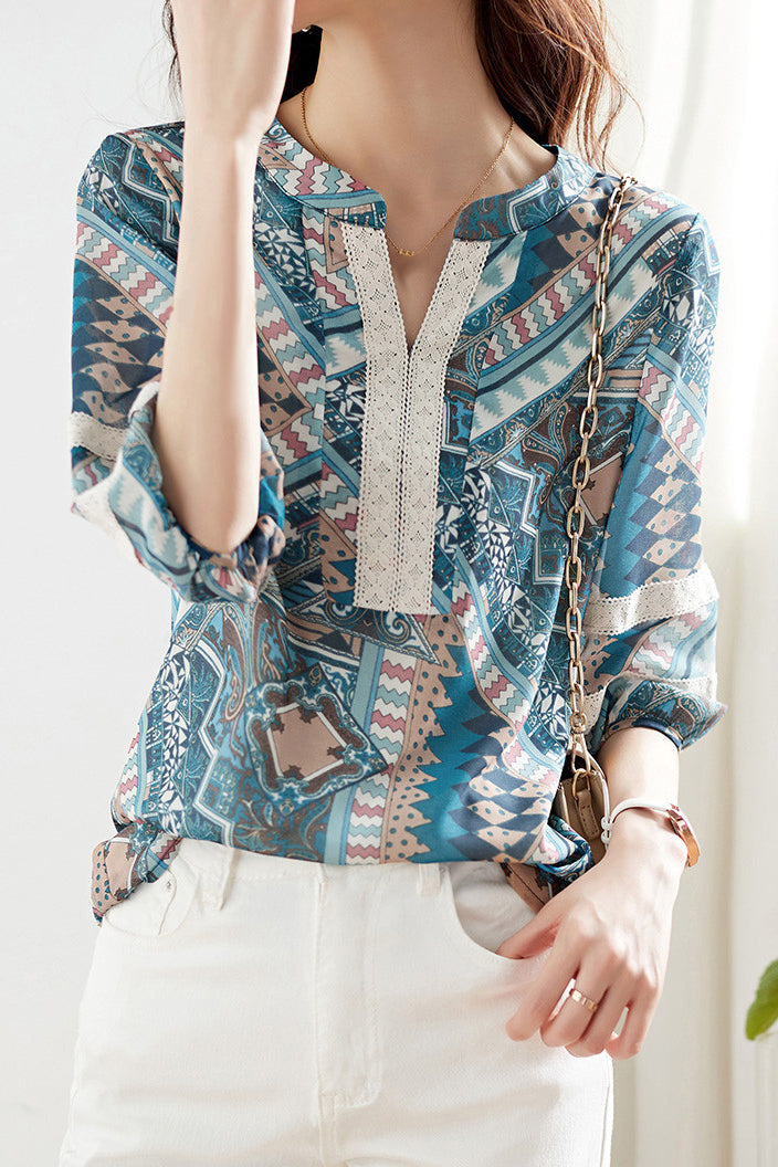 Lightweight Lace Trim Shirt - liwisi