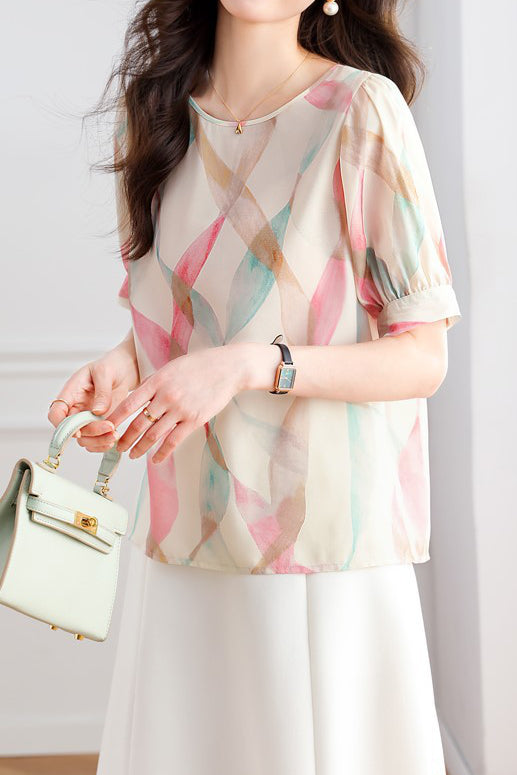 Elegant Printed Chiffon Shirt - liwisi
