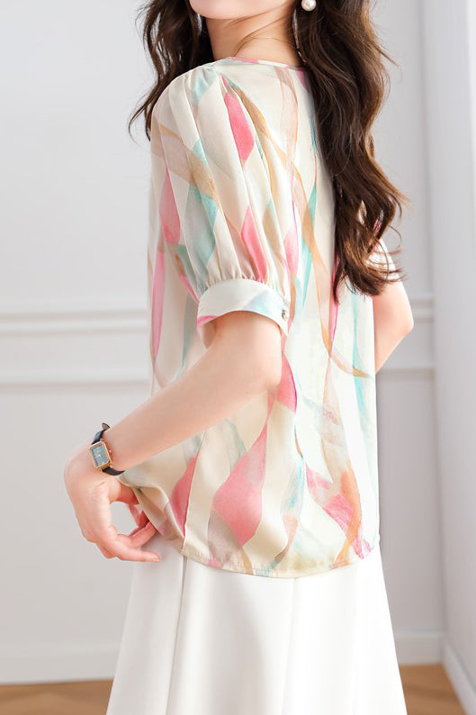Elegant Printed Chiffon Shirt - liwisi