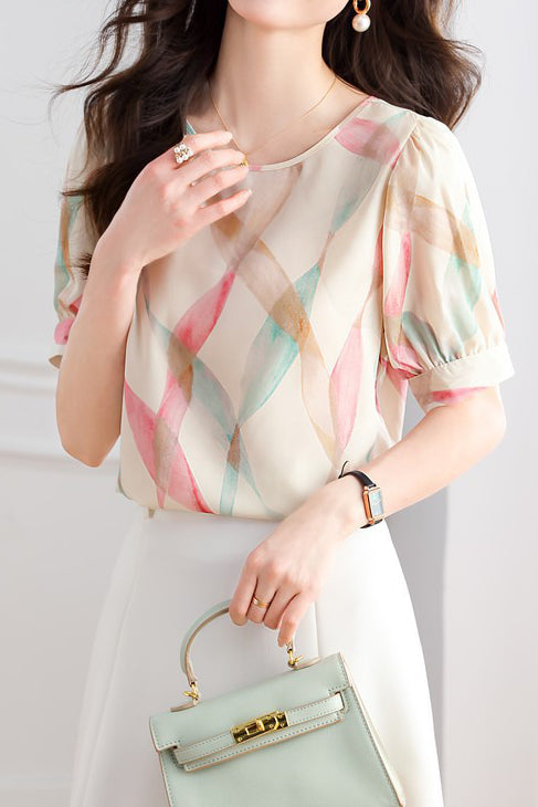 Elegant Printed Chiffon Shirt - liwisi