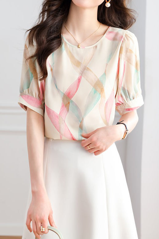 Elegant Printed Chiffon Shirt - liwisi