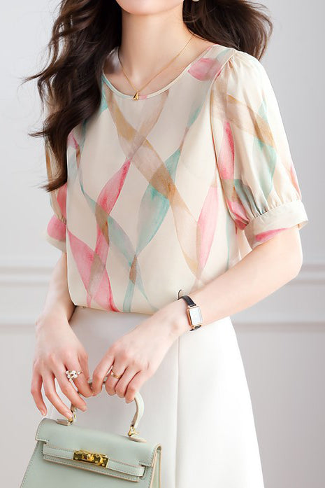 Elegant Printed Chiffon Shirt - liwisi