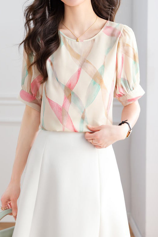 Elegant Printed Chiffon Shirt - liwisi