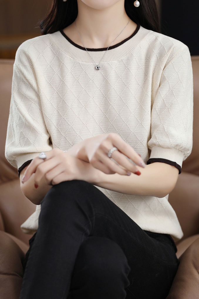 Diamond Pattern Knit Top - liwisi
