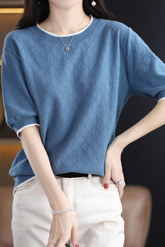 Diamond Pattern Knit Top - liwisi