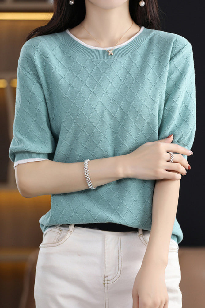 Diamond Pattern Knit Top - liwisi