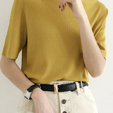 Simple Medium Sleeve Knit Top - liwisi
