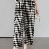 Casual Plaid Wide-Leg Pants - liwisi