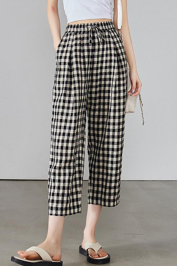 Casual Plaid Wide-Leg Pants - liwisi