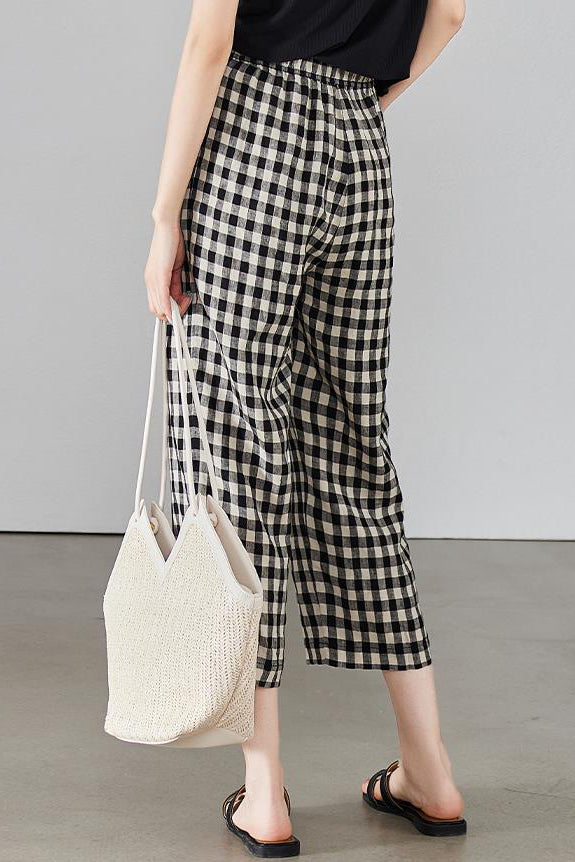 Casual Plaid Wide-Leg Pants - liwisi