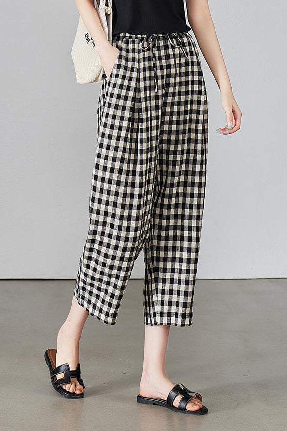 Casual Plaid Wide-Leg Pants - liwisi