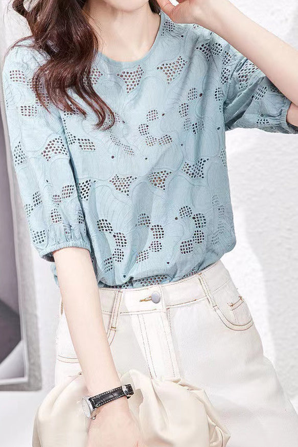 Breathable Hollow-Out T-Shirt - liwisi