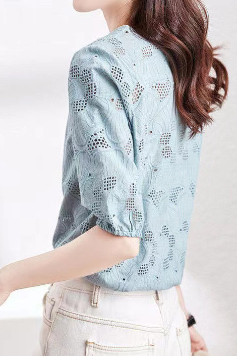 Breathable Hollow-Out T-Shirt - liwisi