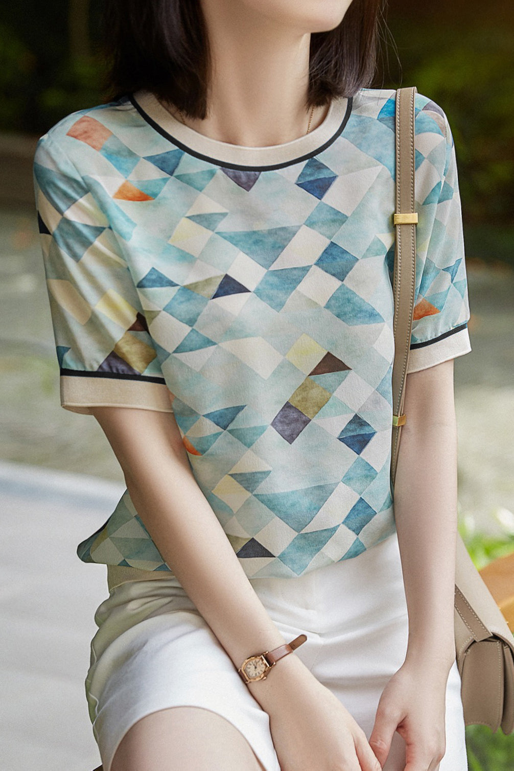 Satin Short Sleeve T-Shirt - liwisi