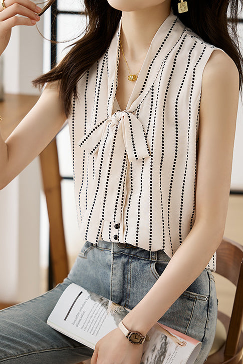 French Elegant Striped V-Neck Tank Top - liwisi
