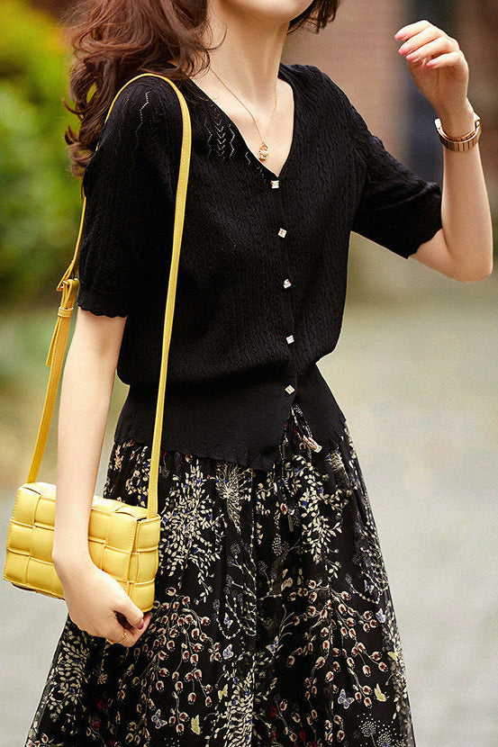 Minimalist Hollow-Out Knit Top - liwisi
