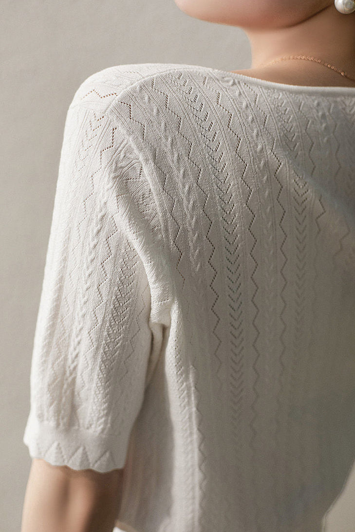 Minimalist Hollow-Out Knit Top - liwisi