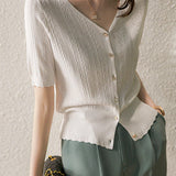 Minimalist Hollow-Out Knit Top - liwisi