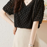 Elegant V-Neck Chiffon Short Sleeve - liwisi