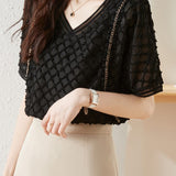 Elegant V-Neck Chiffon Short Sleeve - liwisi